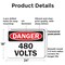 Signmission 480 Volts Danger Sign, Plastic, 24in W x 18in L, 2PK OS-2PACK-DS-P-1824-L-19262 - alternate 7